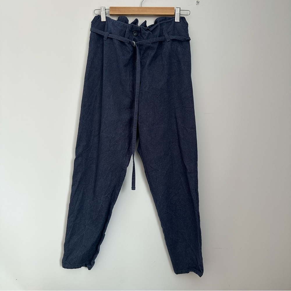 Base range loose denim pants with belt